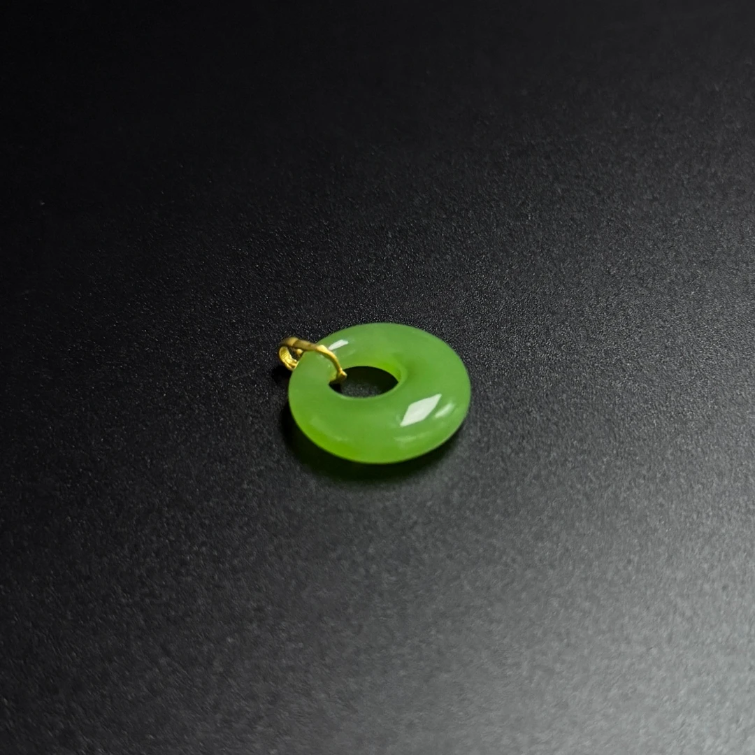 【V姐珠宝】GN82416 和田玉珍藏-乌兰乌德平安扣吊坠 18K金镶嵌