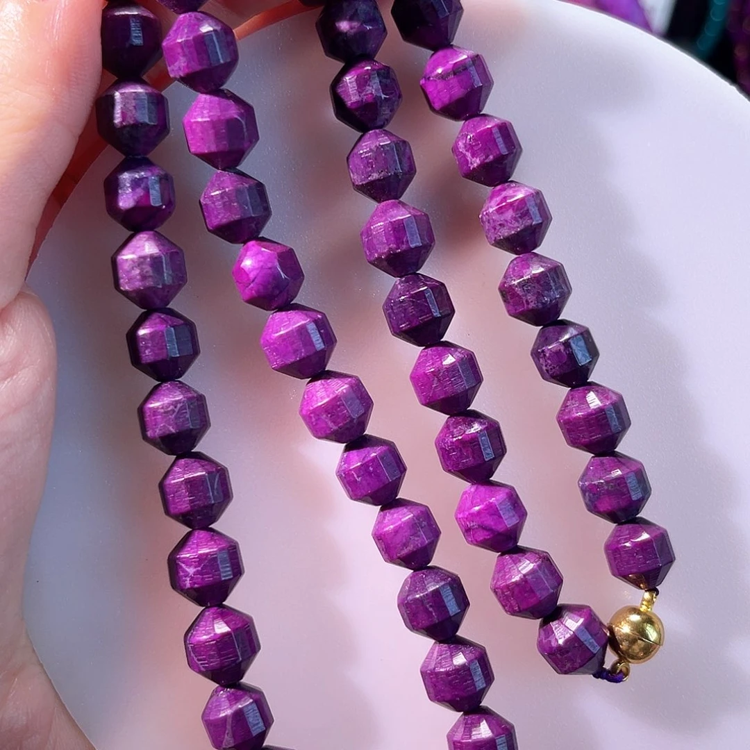 项链丝绒刻面切割项链紫舒老矿