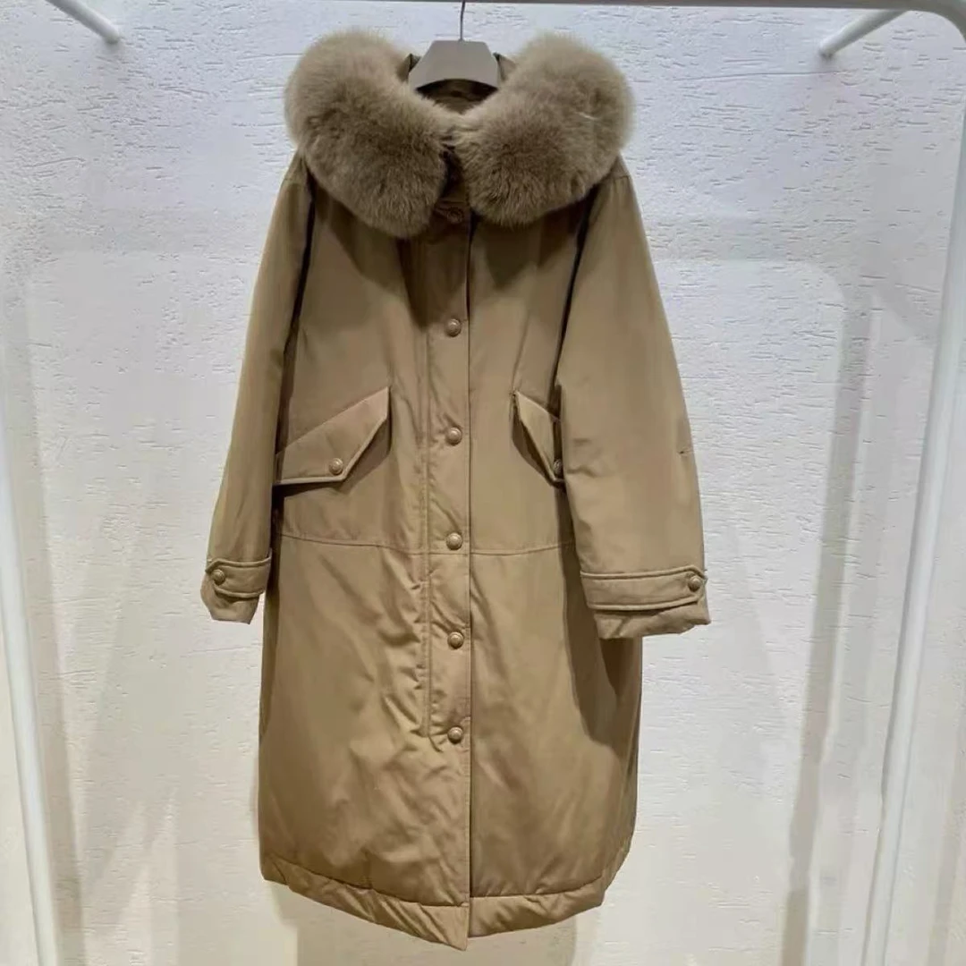 zooc狐狸毛领长款保暖羽绒服鹅绒服  AW241562