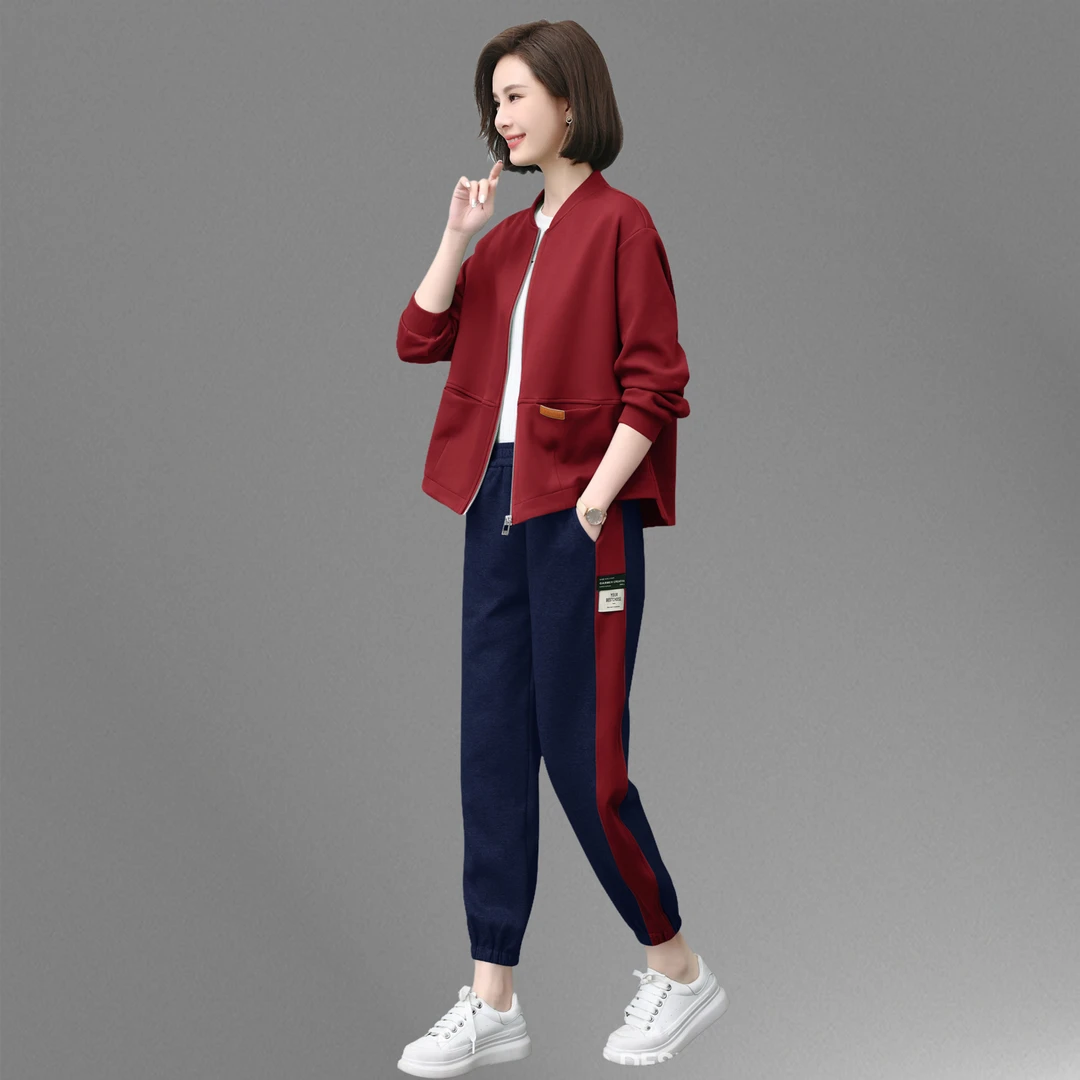 休闲运动服套装女2025春秋季新款气质妈妈洋气减龄卫衣大码两件套