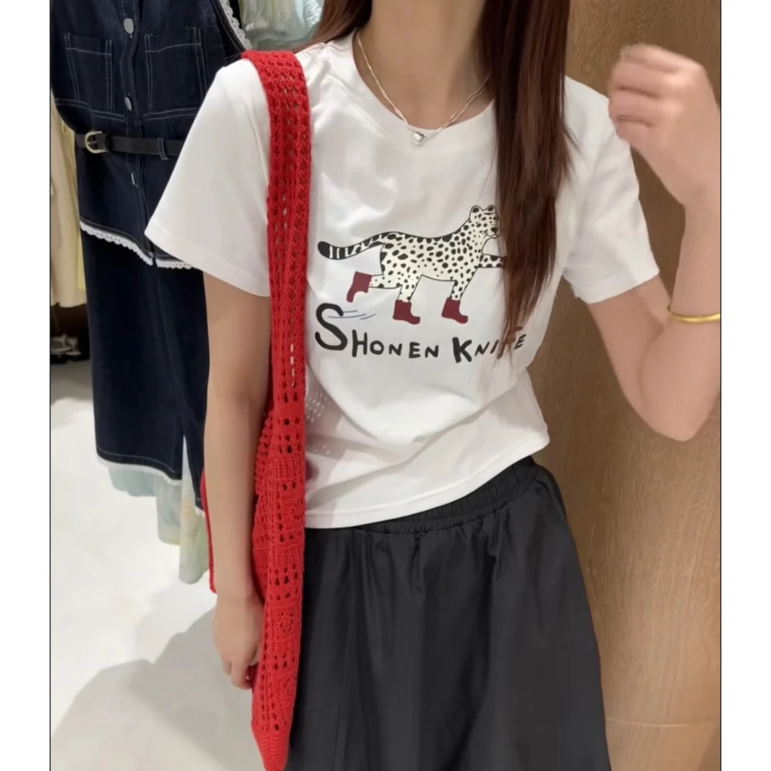 印花短袖圆领小版T恤宽松白色夏季短袖上衣显瘦休闲百搭