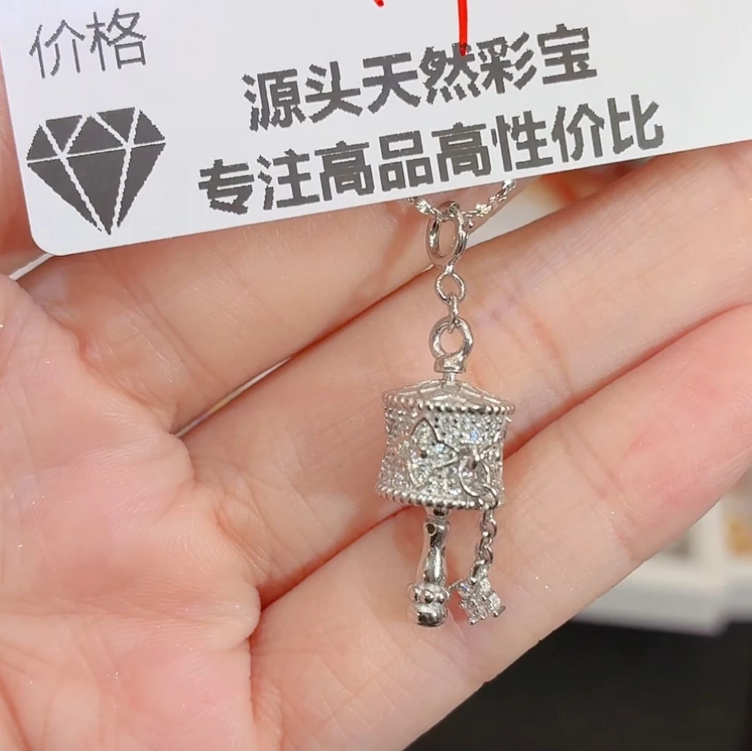 925银合成锆石银制品 【预售】  转经筒吊坠925银镶嵌 发一个