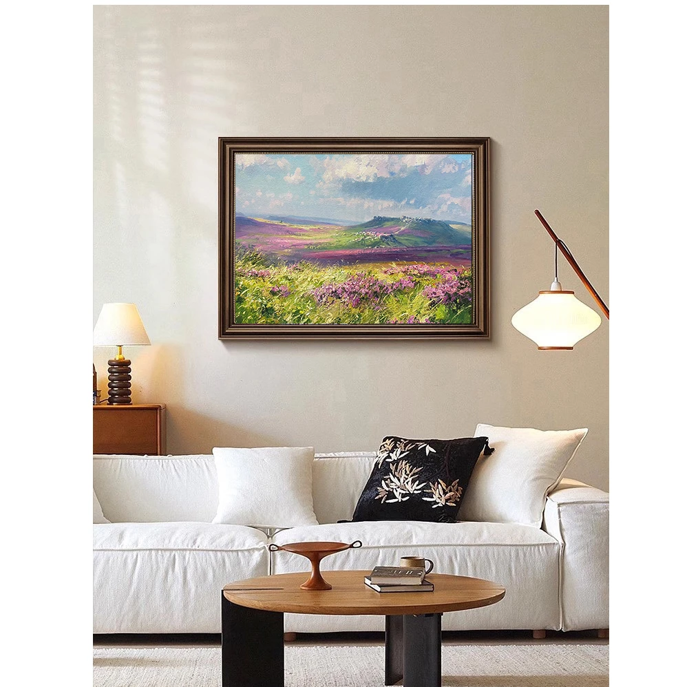 A90美式客厅装饰画田园风餐厅挂画卧室横版风景墙画