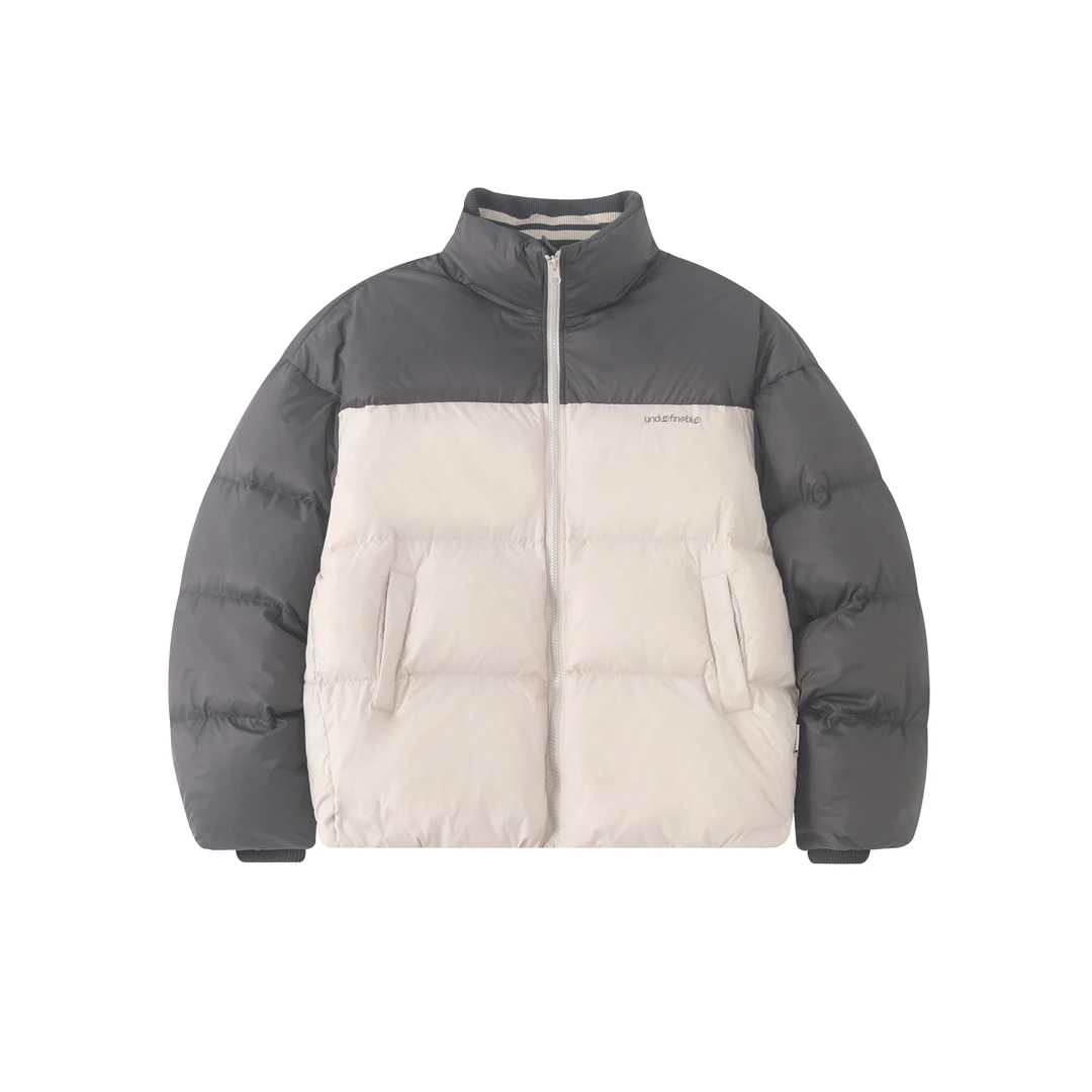 F426国潮冬季情侣保暖穿搭简约小字体拼色羽绒服WLYRF24AW-0183