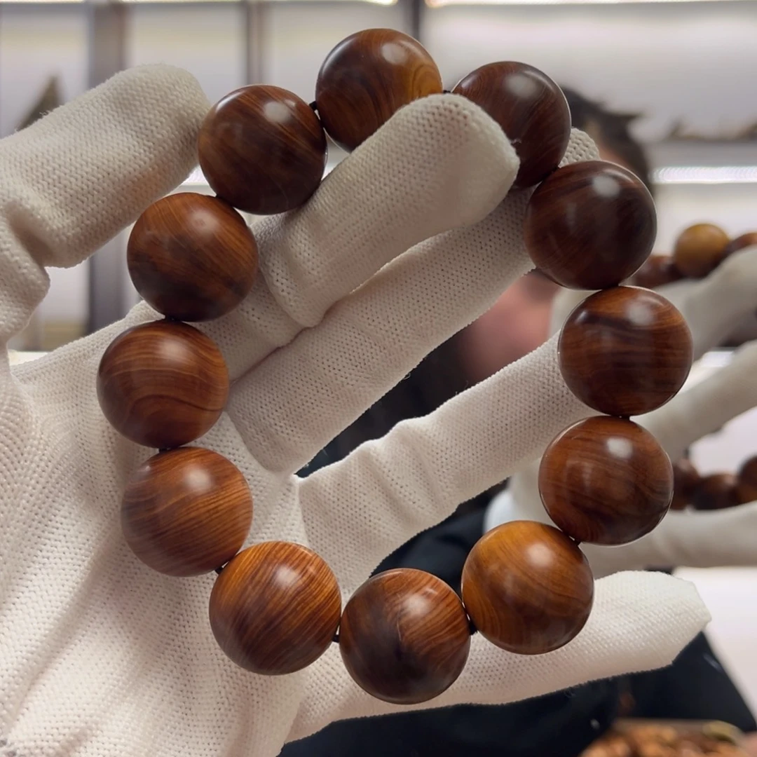 柏木（崖柏）手串/手链20干黑油蚕丝乱纹泥膏奶甜咸53.3