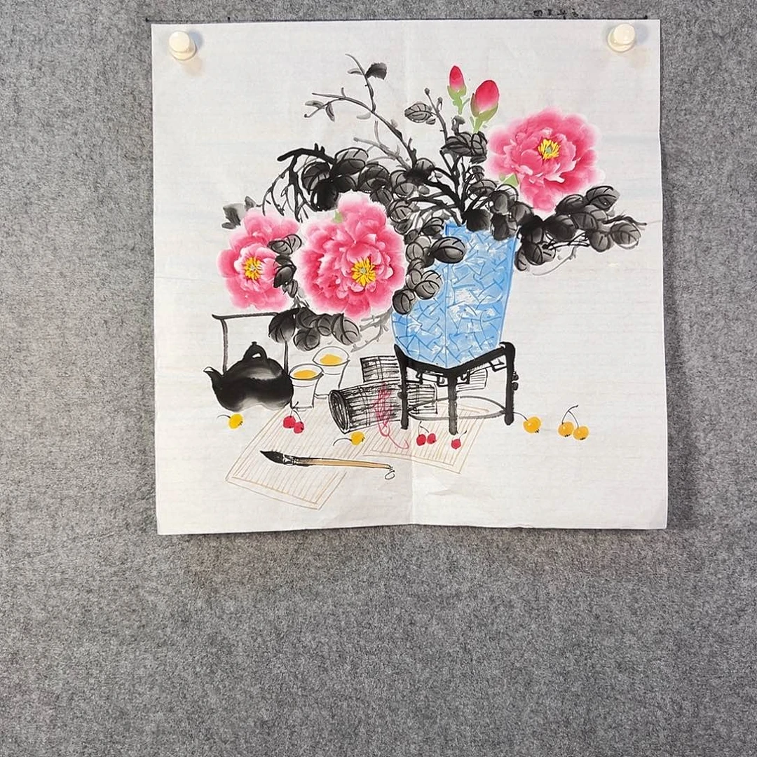 国画109 花鸟等各种花卉图案为一体