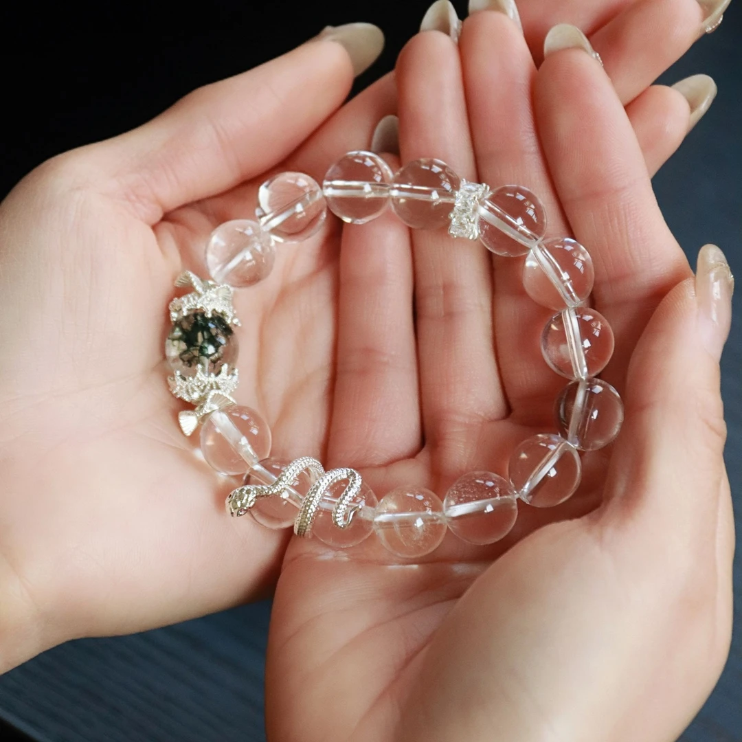 合成金属手链 清透手串蛇年手链高级气质冰透首饰配饰