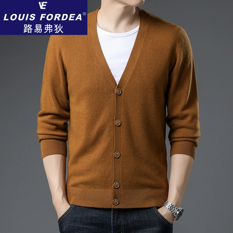 Louis Fordea/路易弗狄毛衣开衫男士外套轻奢痞帅男装潮牌上衣