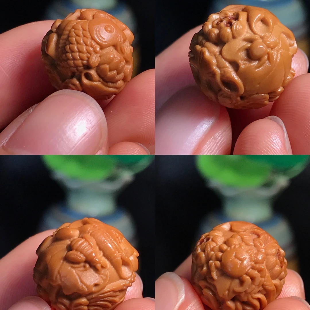 【近正圆鱼戏莲花】尺寸：1.5x1.5-1.6cm区间，随机发货，鲤鱼栩栩如生
