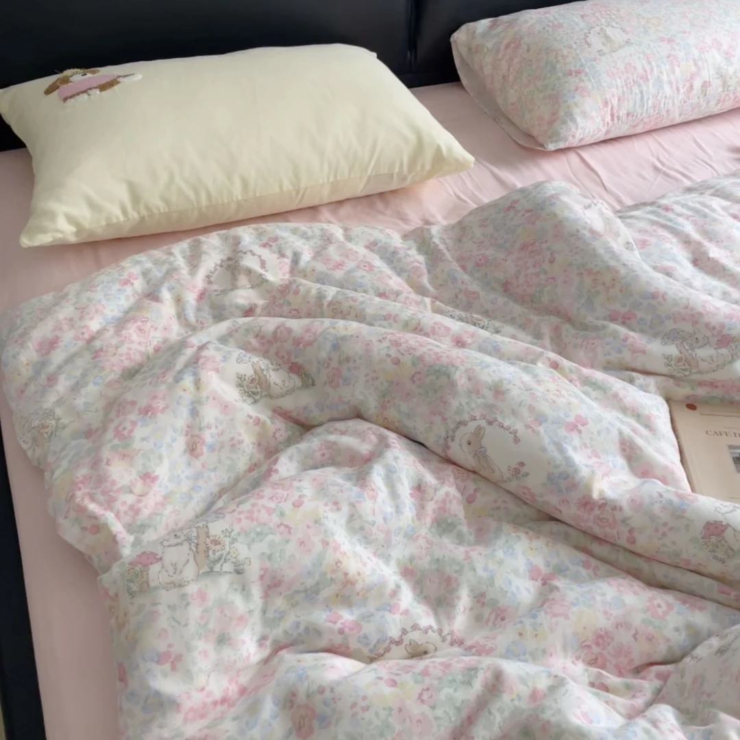 【樱花粉兔夏凉被】200*230四季柔软透气夏凉春秋被