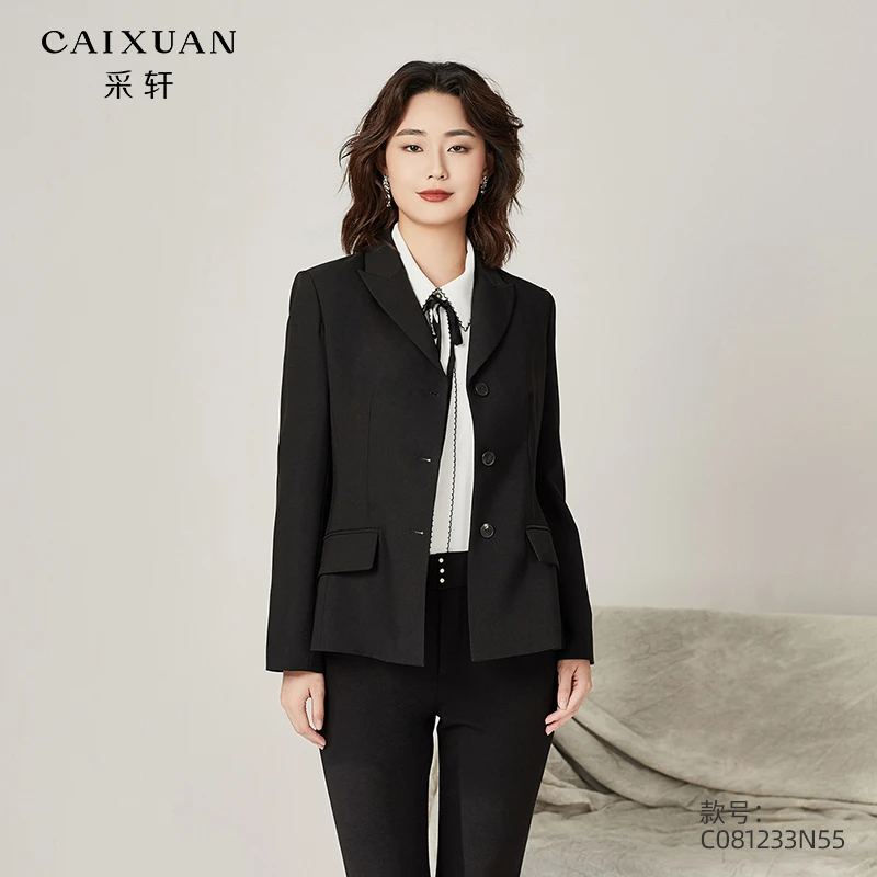 女秋修身黑色西装外套通勤百搭时尚新款