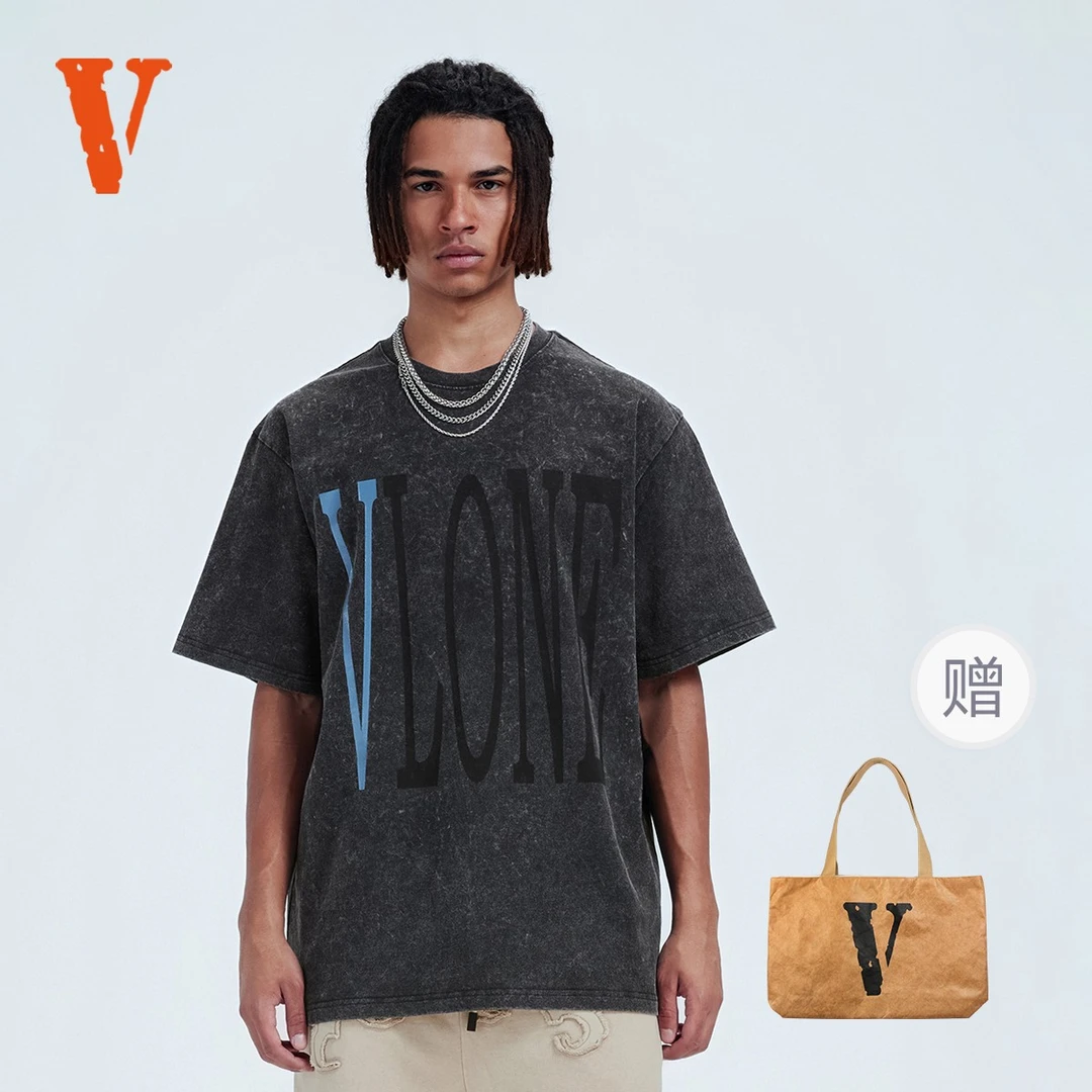 VLONE STAPLE原色水洗大LOGO印花宽松短袖T恤 男女同款 VLTE24002
