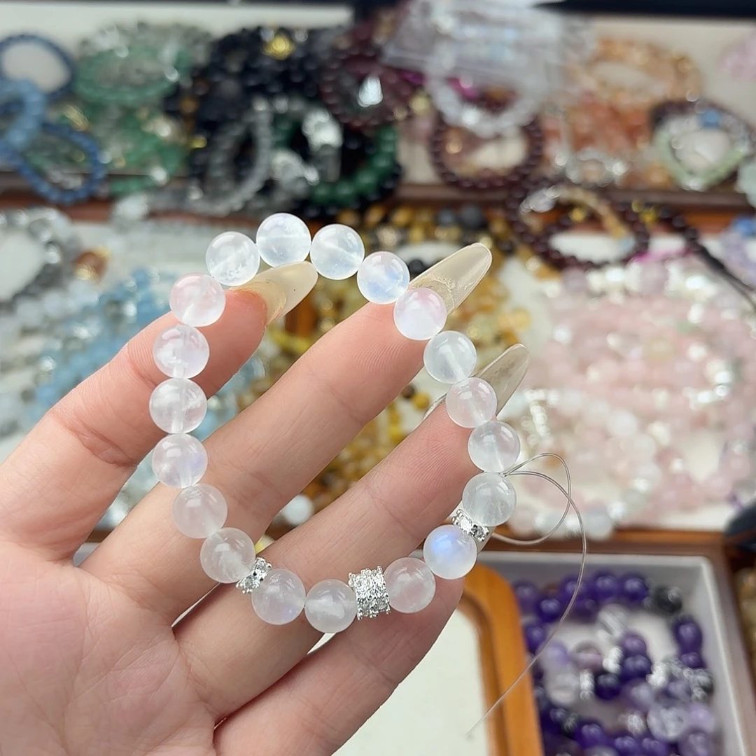 烟晶手链银S925镶嵌好
