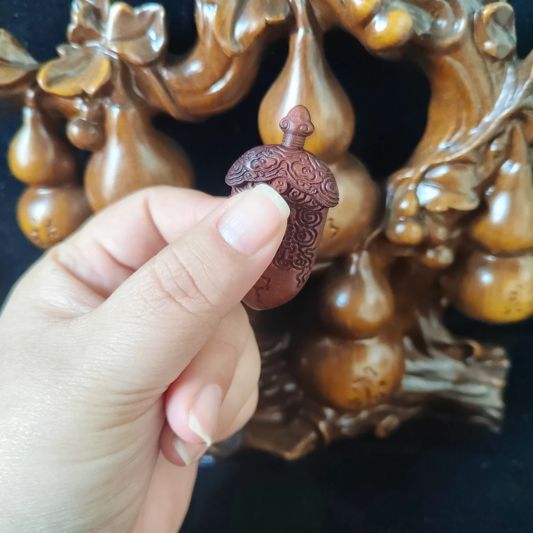 枣木小胖剑吊坠钥匙扣手机链配件七星祥云雨渐耳手把件双面雕刻