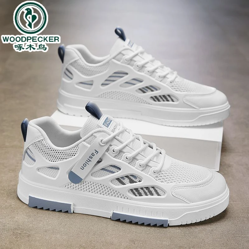 【正品】啄木鸟2025春秋季新款透气网鞋潮流百搭小白鞋学生运动休闲