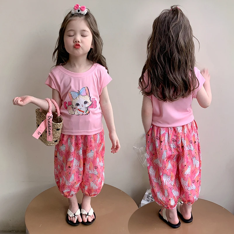 女童夏季套装薄款2025新款时髦洋气儿童夏装女宝宝夏日休闲两件套