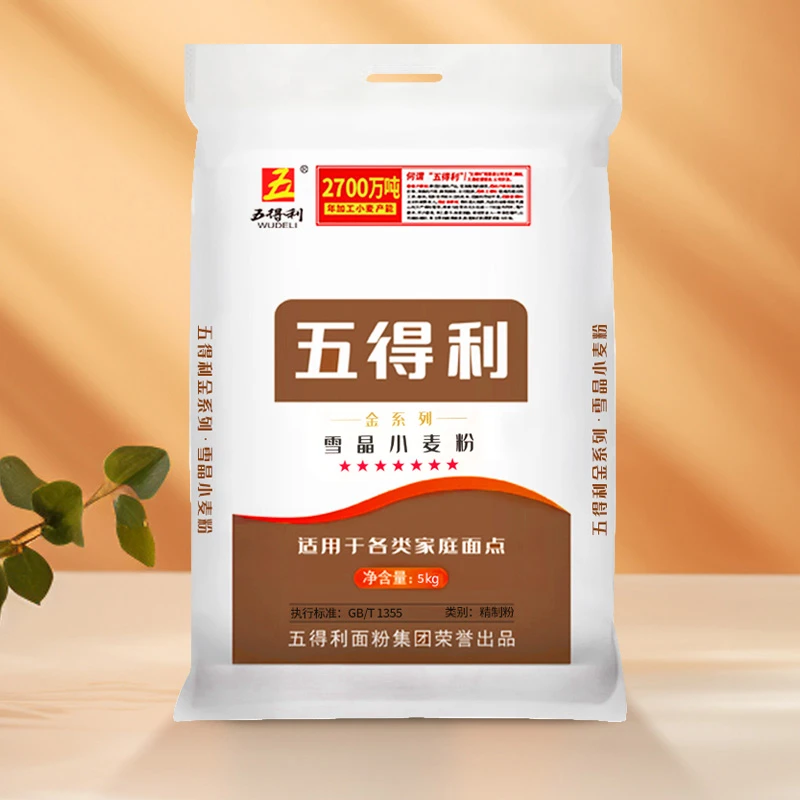 WUDELI/五得利金装雪晶小麦粉5kg优质营养白面面食通用面粉10斤