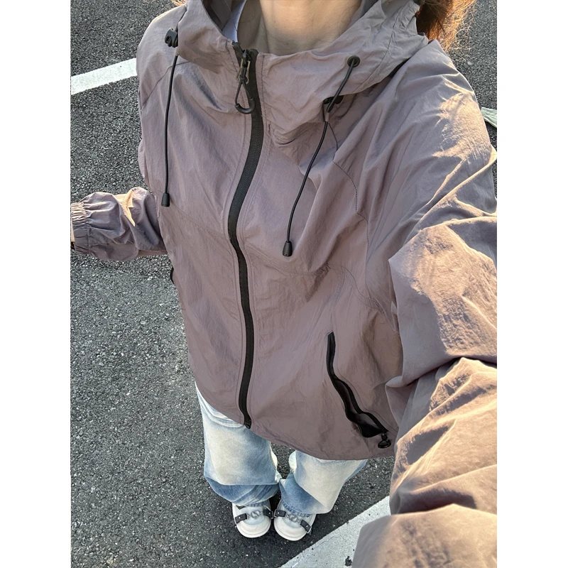 UPF50+冰川灰连帽立领防晒衣男女款夏季轻薄速干冰丝透气运动外套