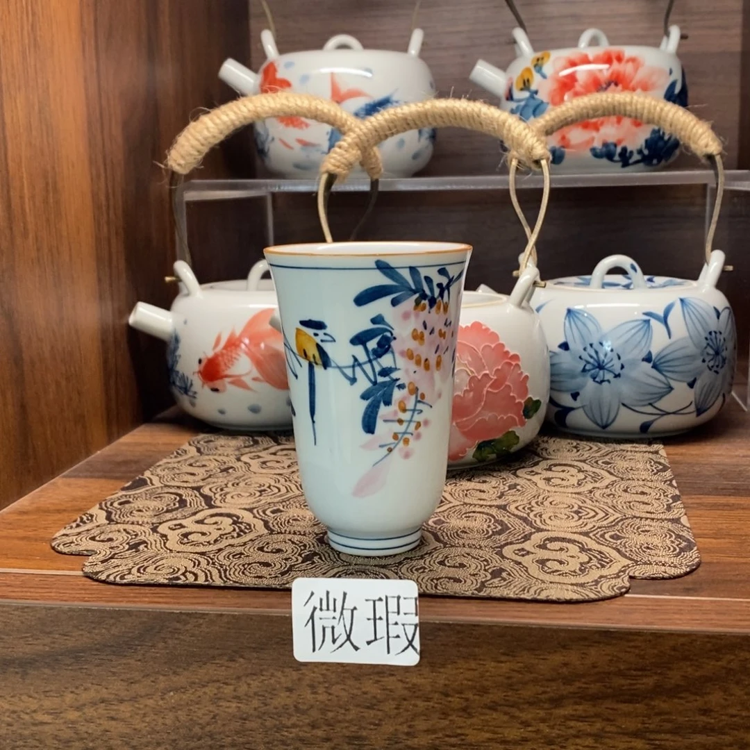 釉下彩老陶泥手工绘制
