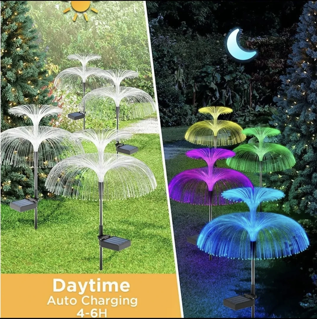 太阳能七彩水母灯庭院装饰草坪地插灯 防水LED自动变色景观灯