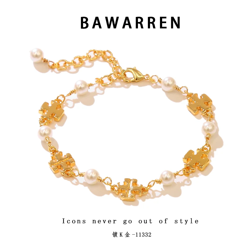 Bawarren 镀K金 美❤ 11332-【鸢尾花】十字轻奢经典手链