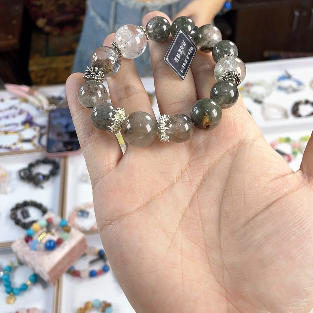 水晶手链银S925镀金镶嵌