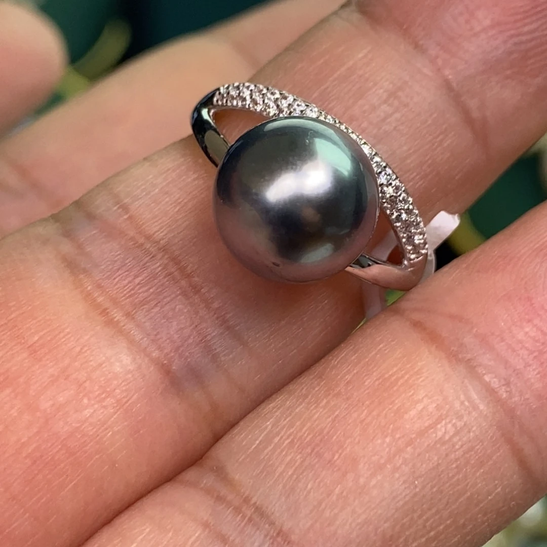 银S925镶嵌戒指海水珍珠