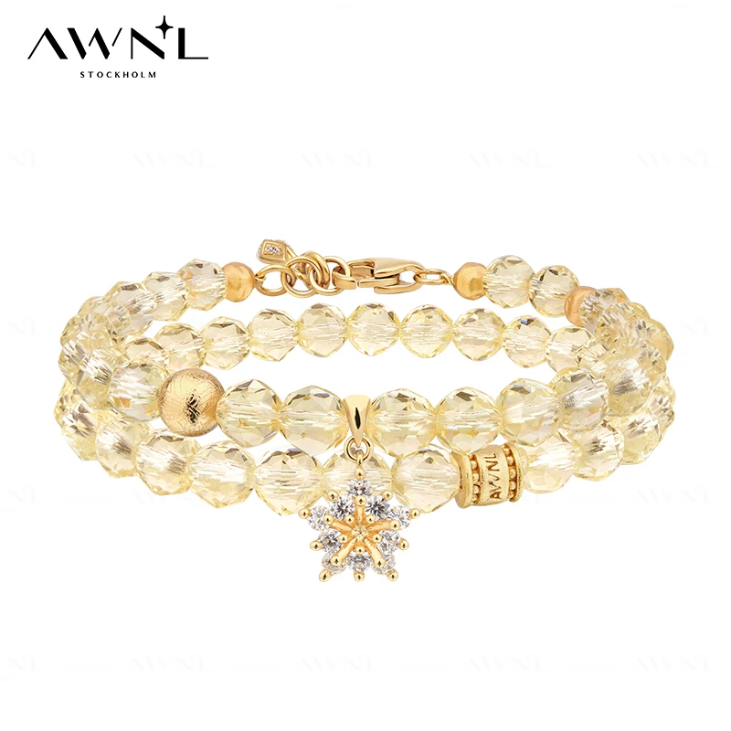 AWNL北欧M陨雪花真爱之心黄水晶手链直播间一号送女友精致礼物