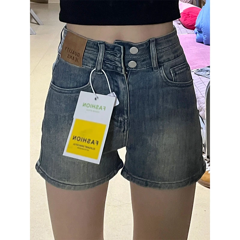 300斤特大码女装夏季胖MM弹力美式高街牛仔裤辣妹风修身显瘦短裤