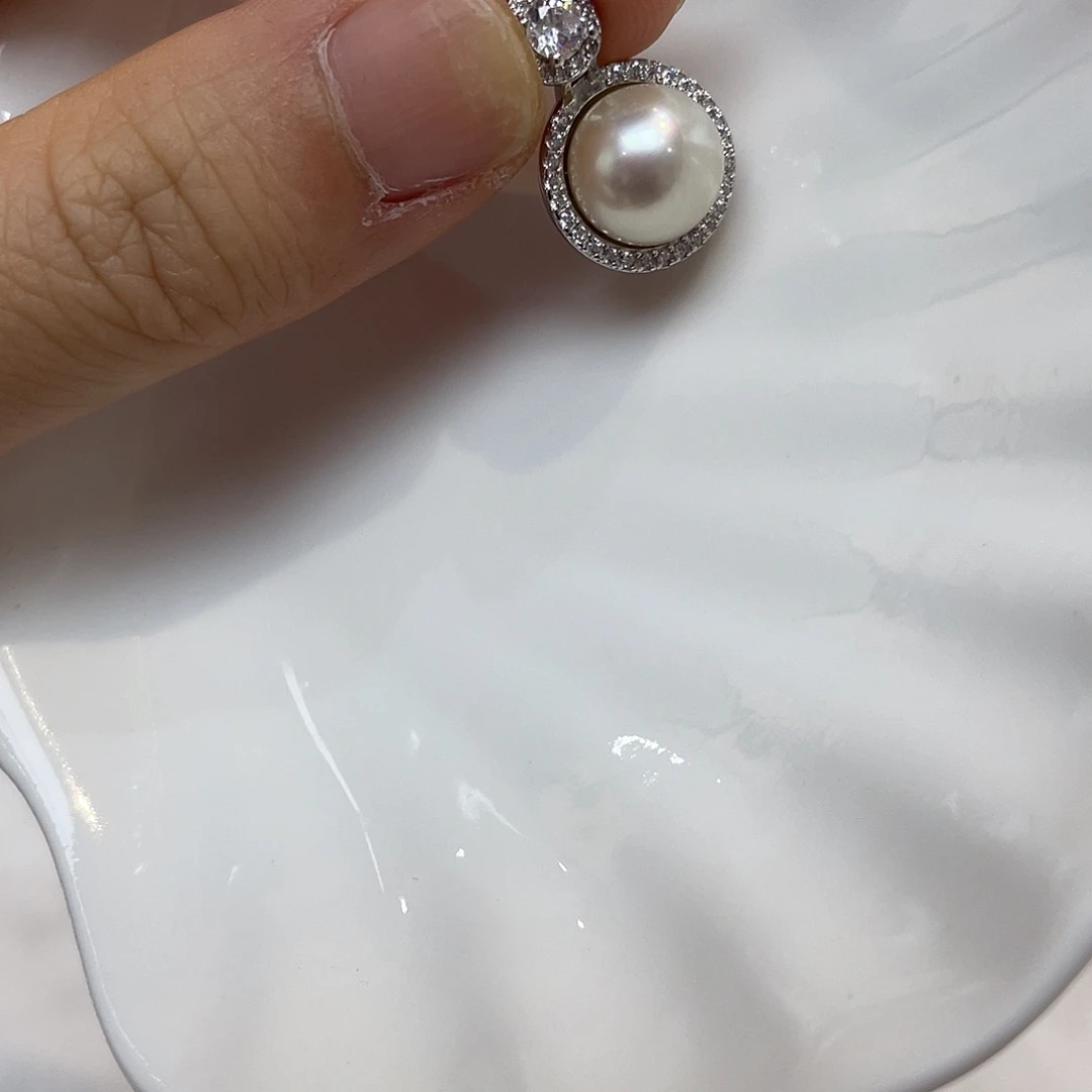 吊坠(不含链)银S925镶嵌海水珍珠