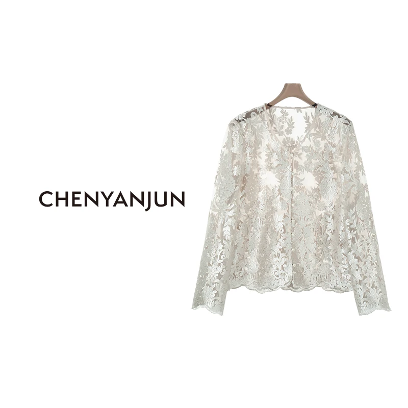 【刘家】JINGSHANG设计师品牌 刺绣花朵蕾丝开衫 CYJ-WW125-Y010