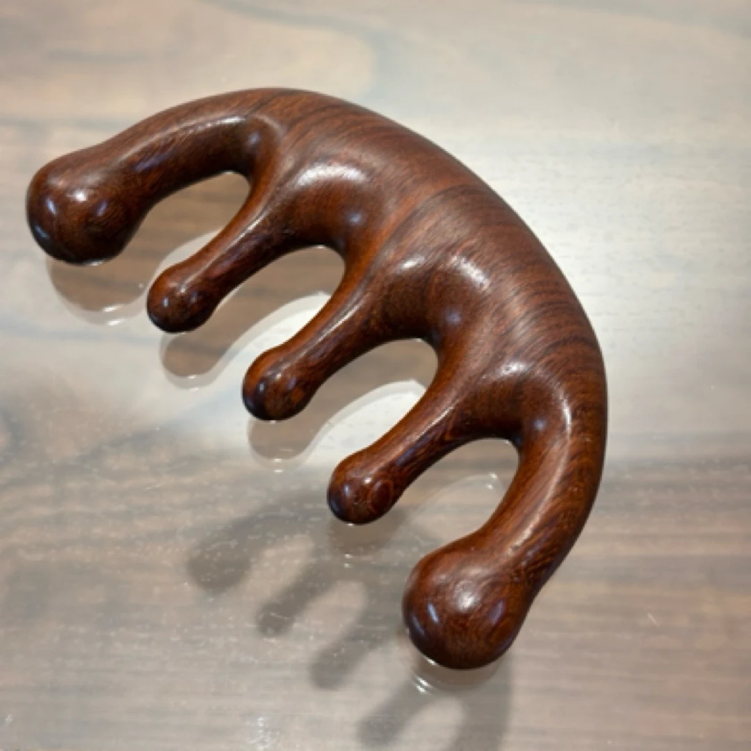 李叔堂五齿按摩梳梳头经络头部按摩梳子多功能头疗穴位疏通器黄桃