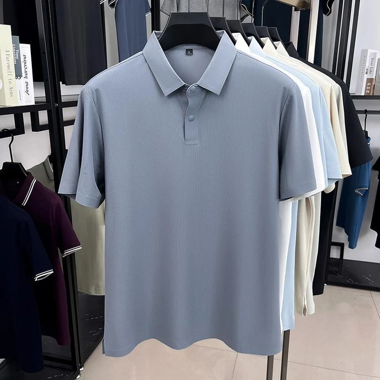 2025年夏季凉感POLO衫男士短袖液氨无痕t恤纯色商务休闲男装上衣