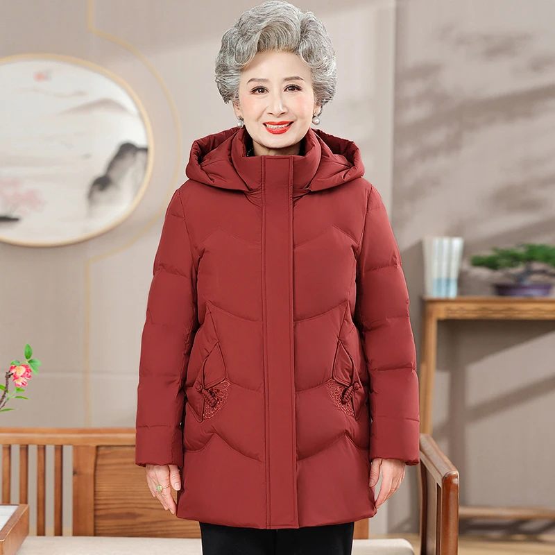 中老年妈妈羽绒服冬季新款加厚保暖冬装大码50岁60岁奶奶外套