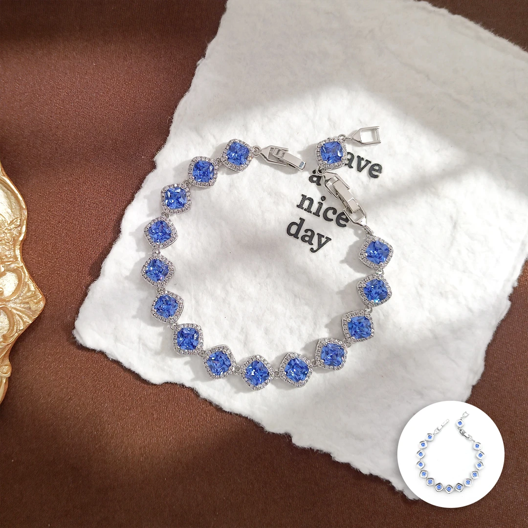 铜合金合成锆石手链 WKDMX-006476【冰蓝幻梦】手链百搭时尚精致