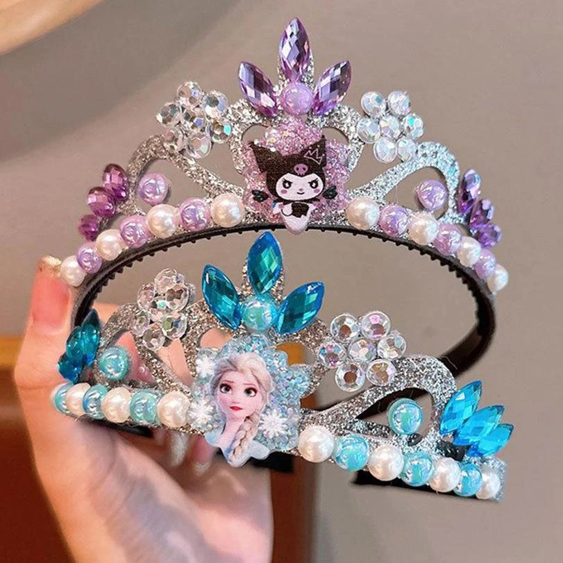 可爱库洛米皇冠发箍冰雪奇缘公主闪钻头箍女卡通发捆表演道具