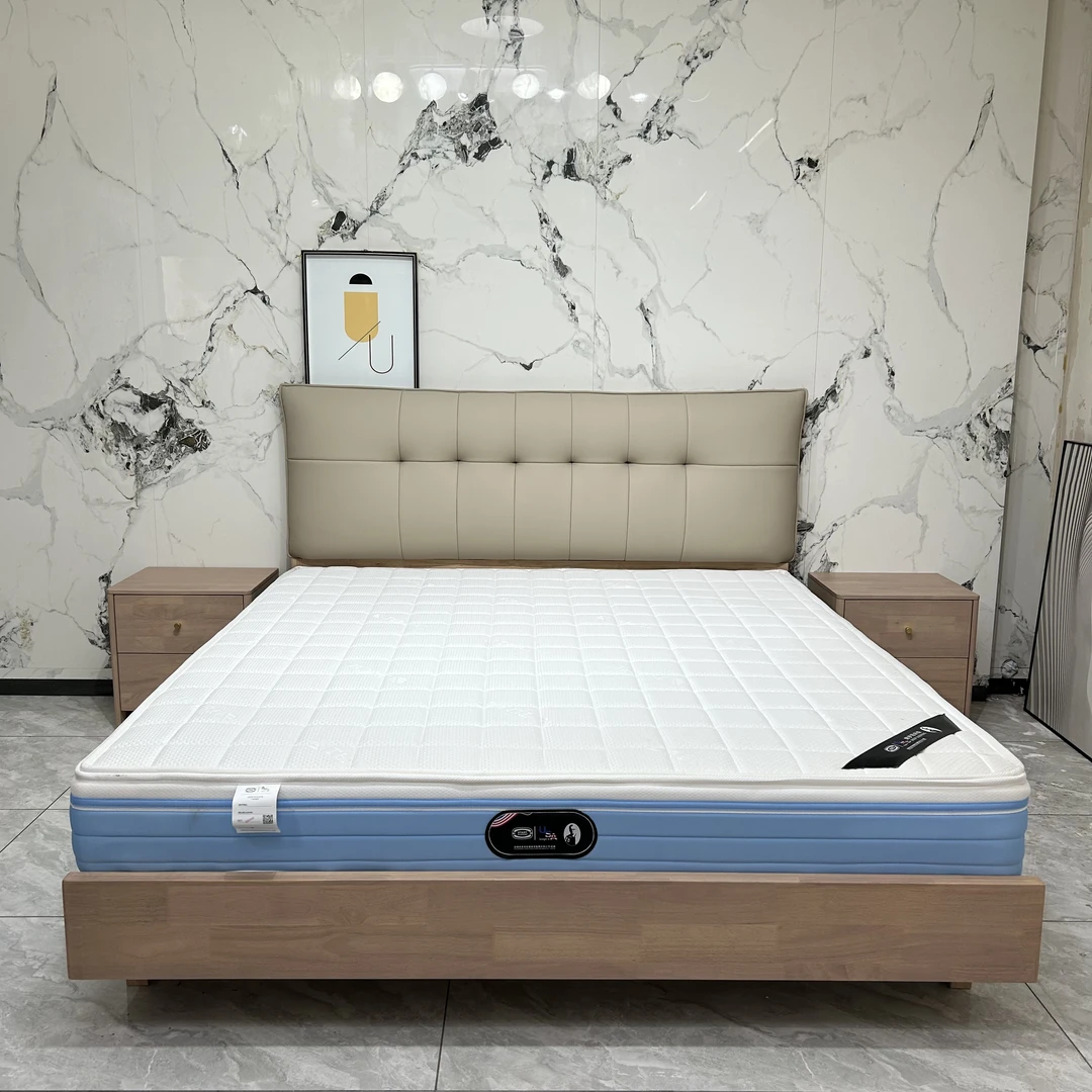 意式现代简约风实木主卧软包皮艺床橡木床主卧室家用大床实木床