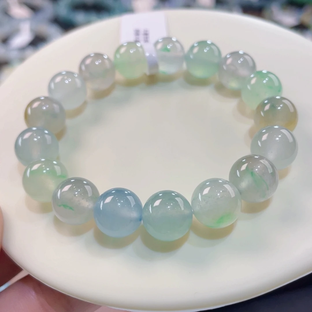 未镶嵌手链翡翠卡10.6冰糖果色，种色兼备