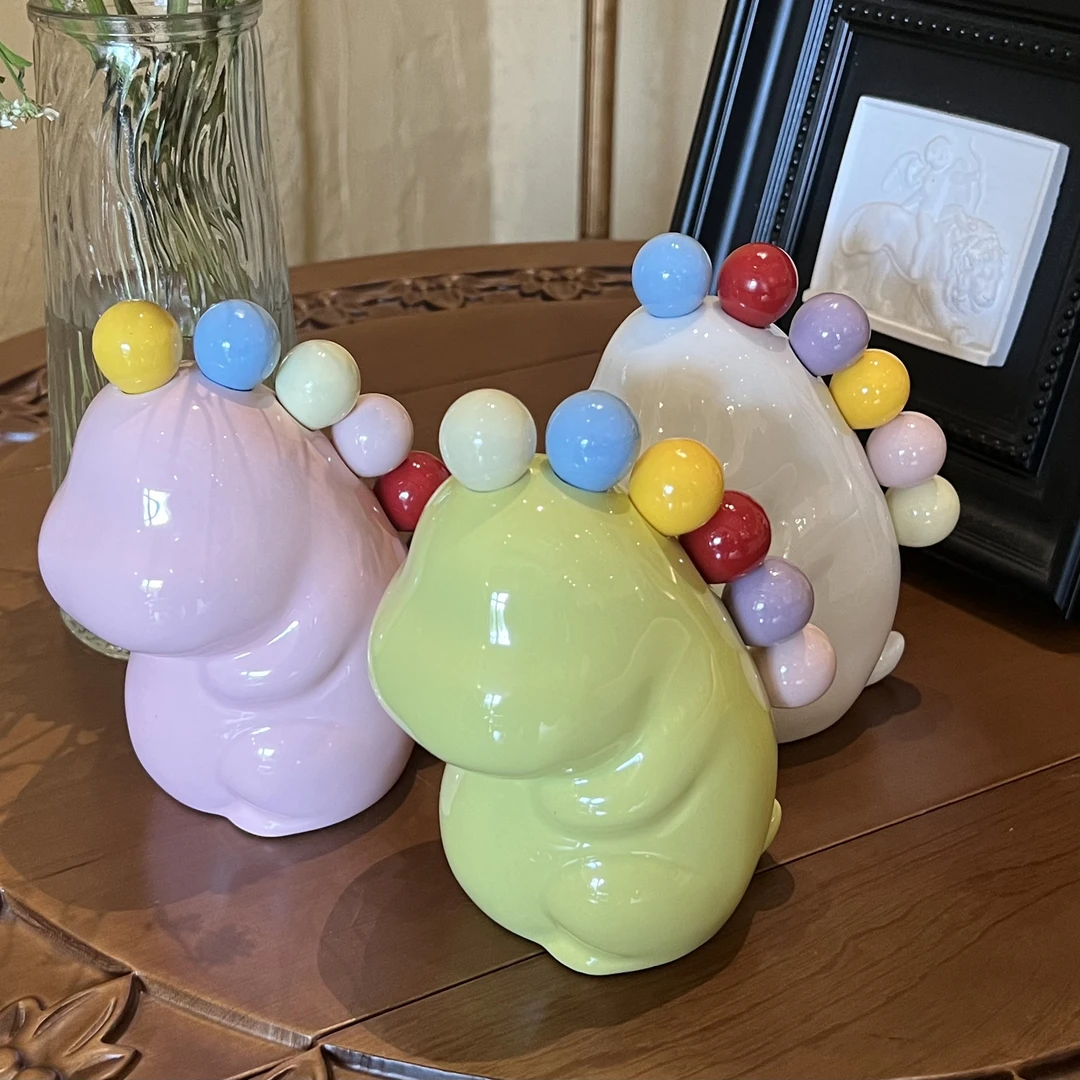 憨憨龙304不锈钢水果叉陶瓷收纳罐创意摆件家用摆设