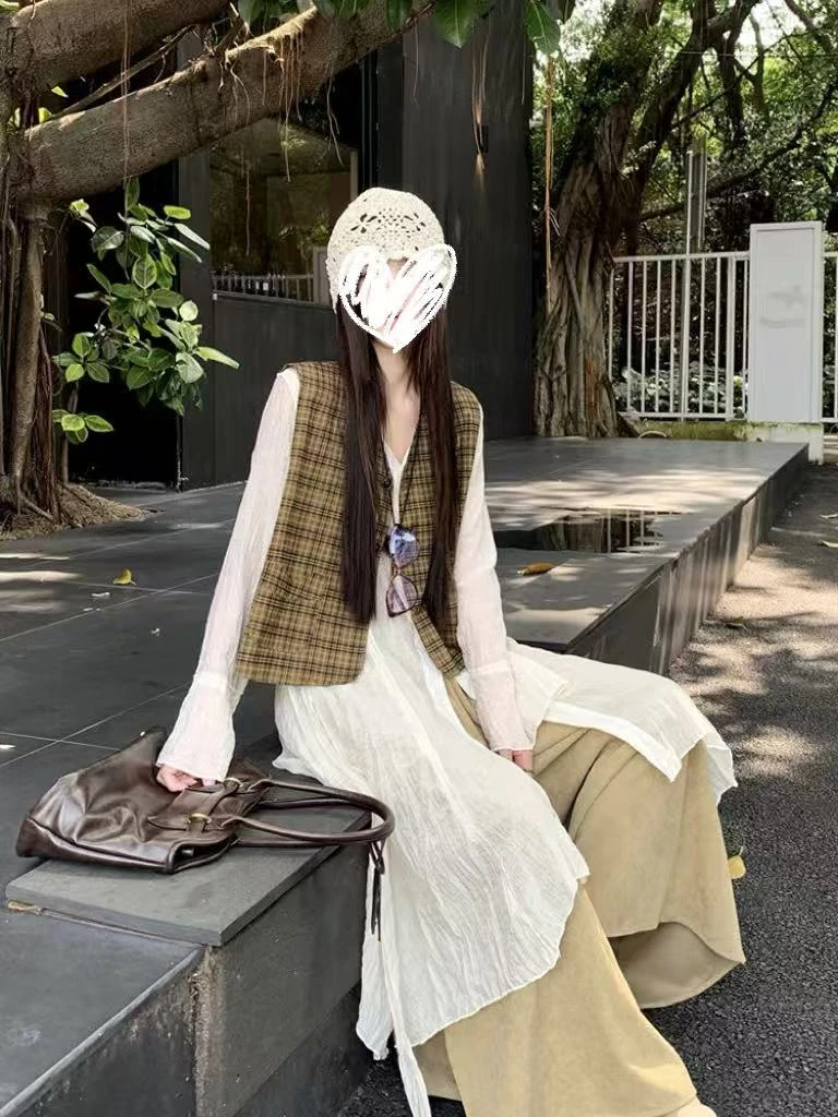 大码女装早秋新款慵懒风法式时尚套装拼接小香风欧若流浪丹宁风