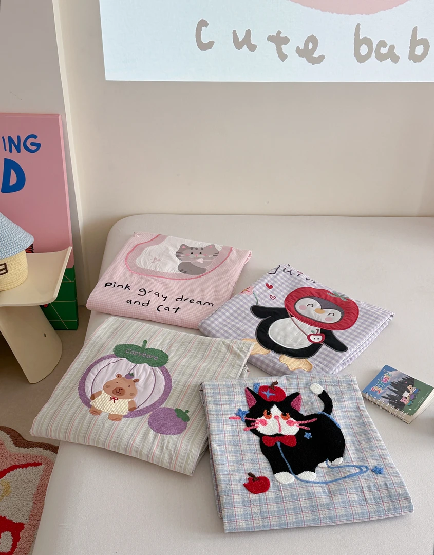 【L·W梨窝】ins风卡通 全棉水洗棉精工刺绣款 单床笠/床笠三件套