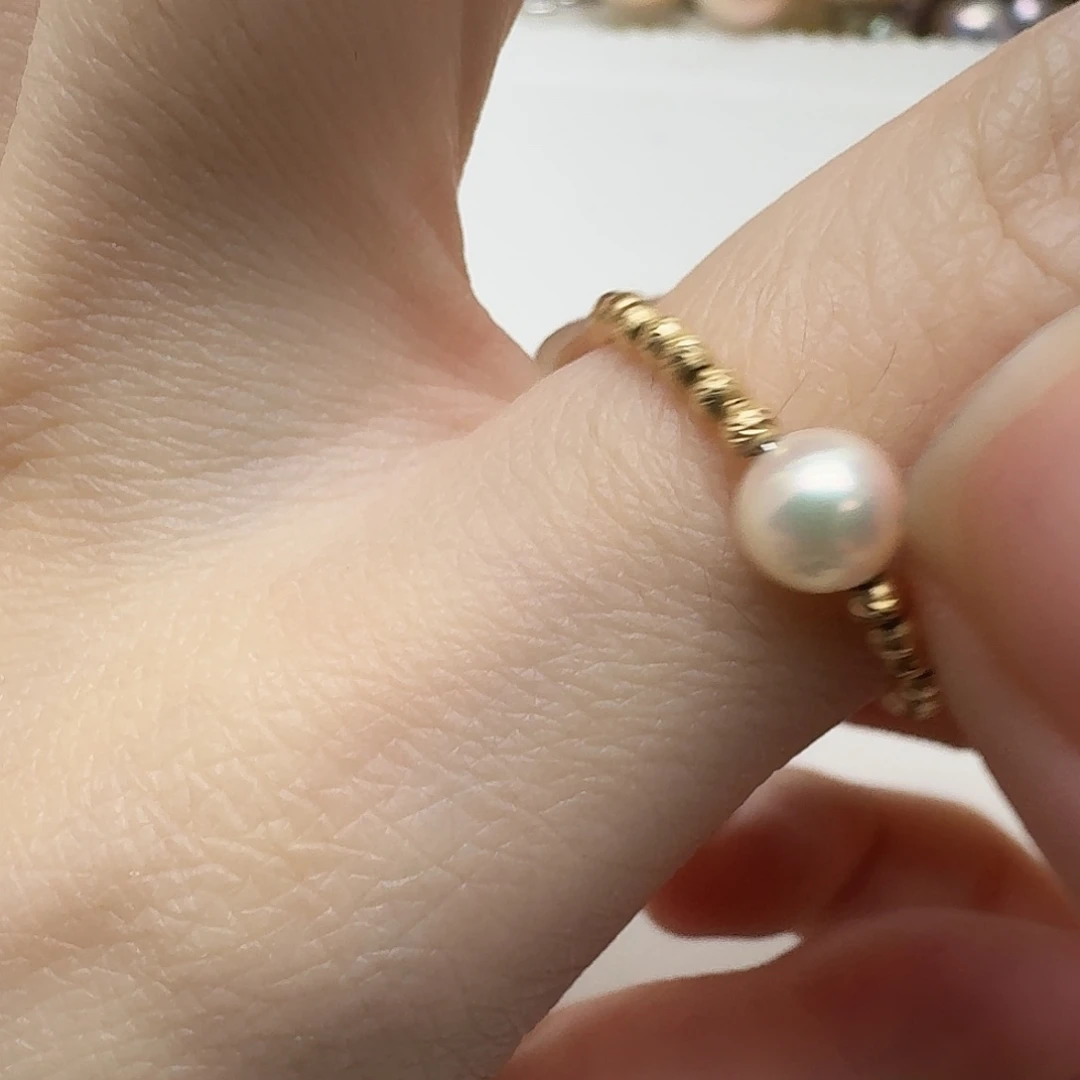 海水珍珠戒指18K金镶嵌