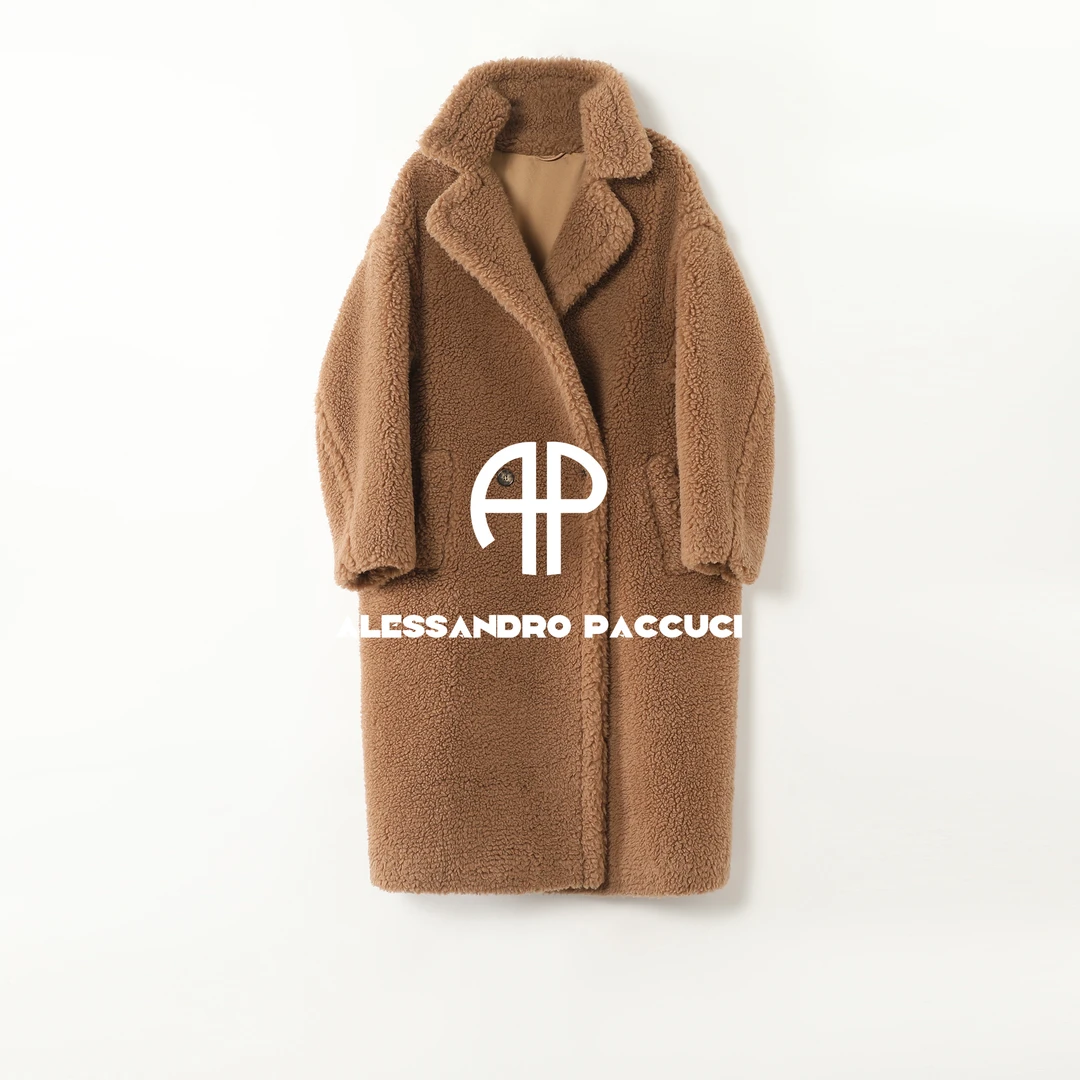 AP洛哥54058DY【限量泰迪大衣】黑标/骆驼绒+骆驼毛翻领双排扣大衣