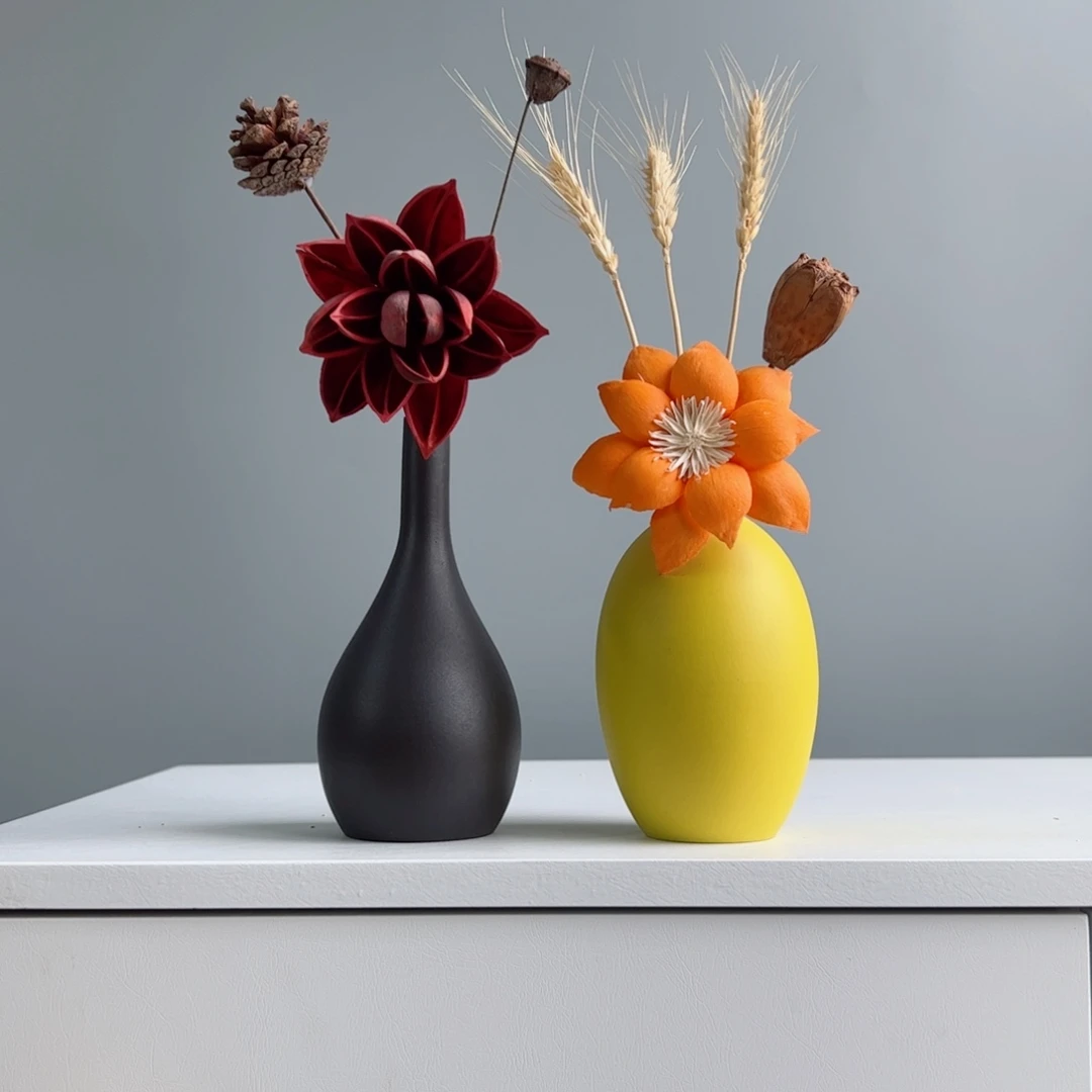 摆件陶瓷小花瓶摆件含花总高约20-30cm