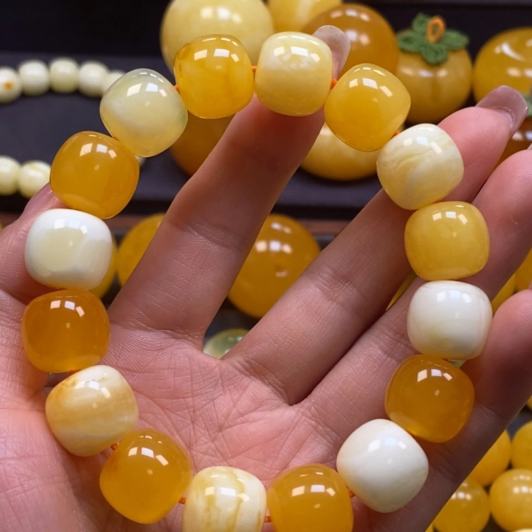 琥珀未镶嵌裸石多宝手串