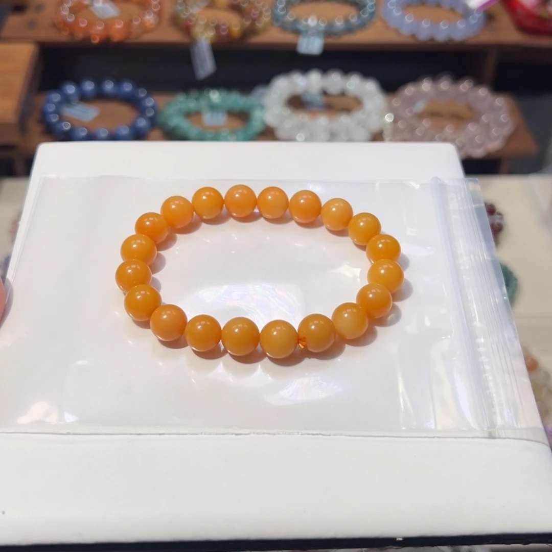 石英质玉（黄龙玉）未镶嵌手链9m鸡油黄色油润缅黄