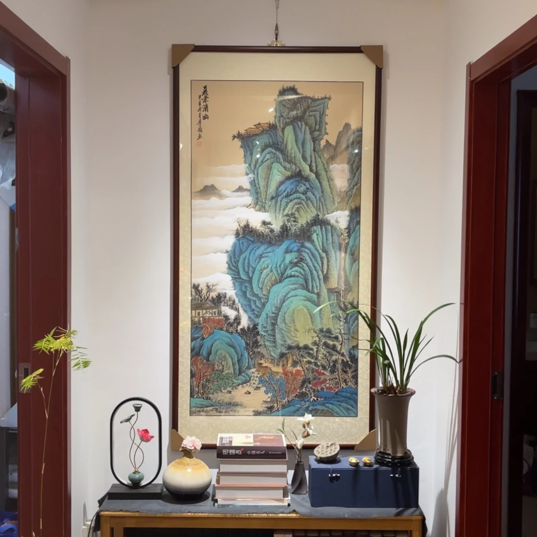国画夏景清幽四尺成品画框164×84