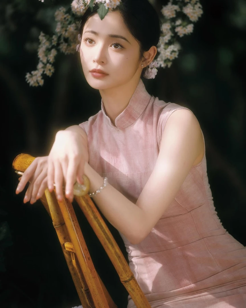 粉韵｜新中式晕染立领无袖连衣裙高级日常显瘦气质旗袍裙长约120