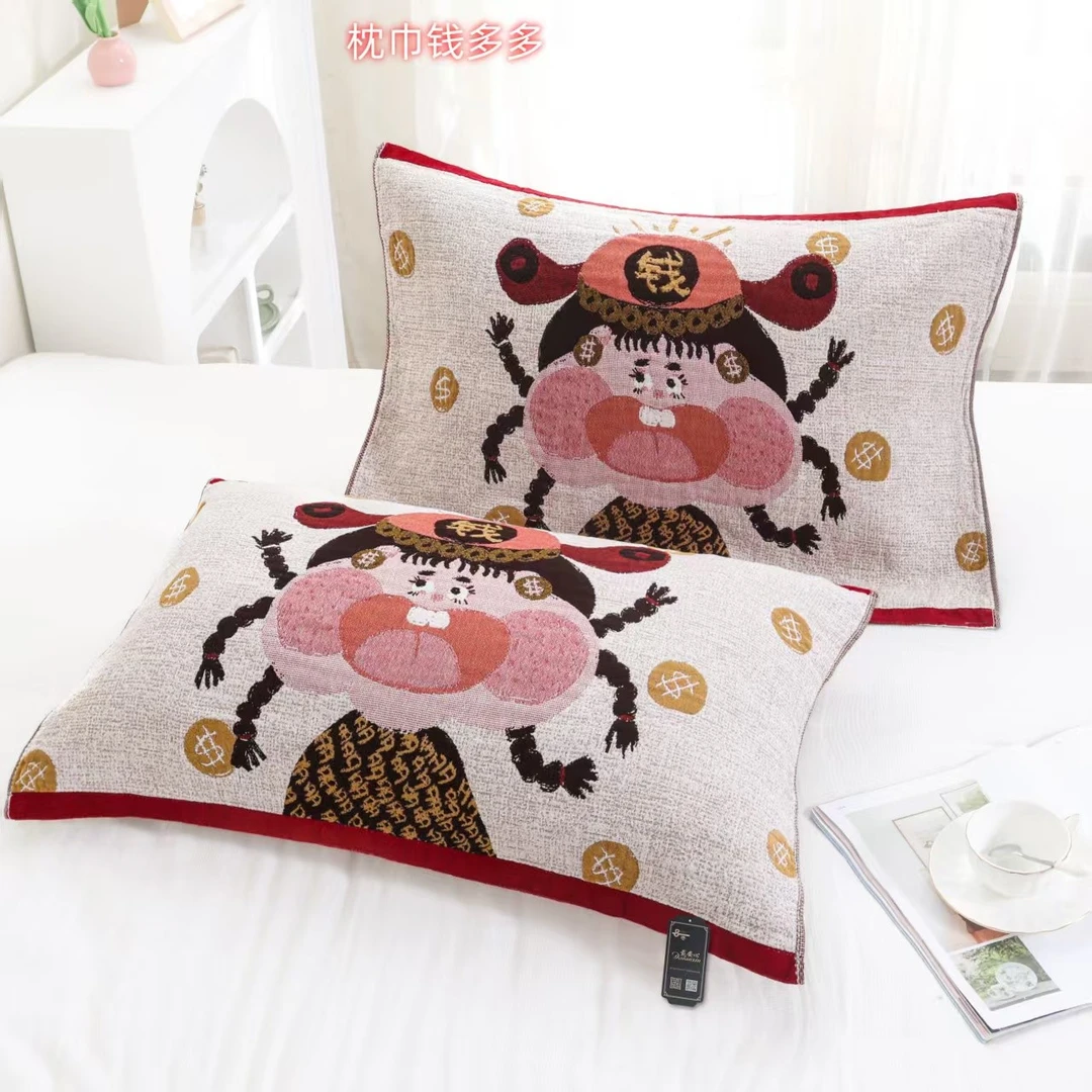 【水洗棉枕巾】纯棉纱布枕巾52*78 成人枕头巾 吸汗简约