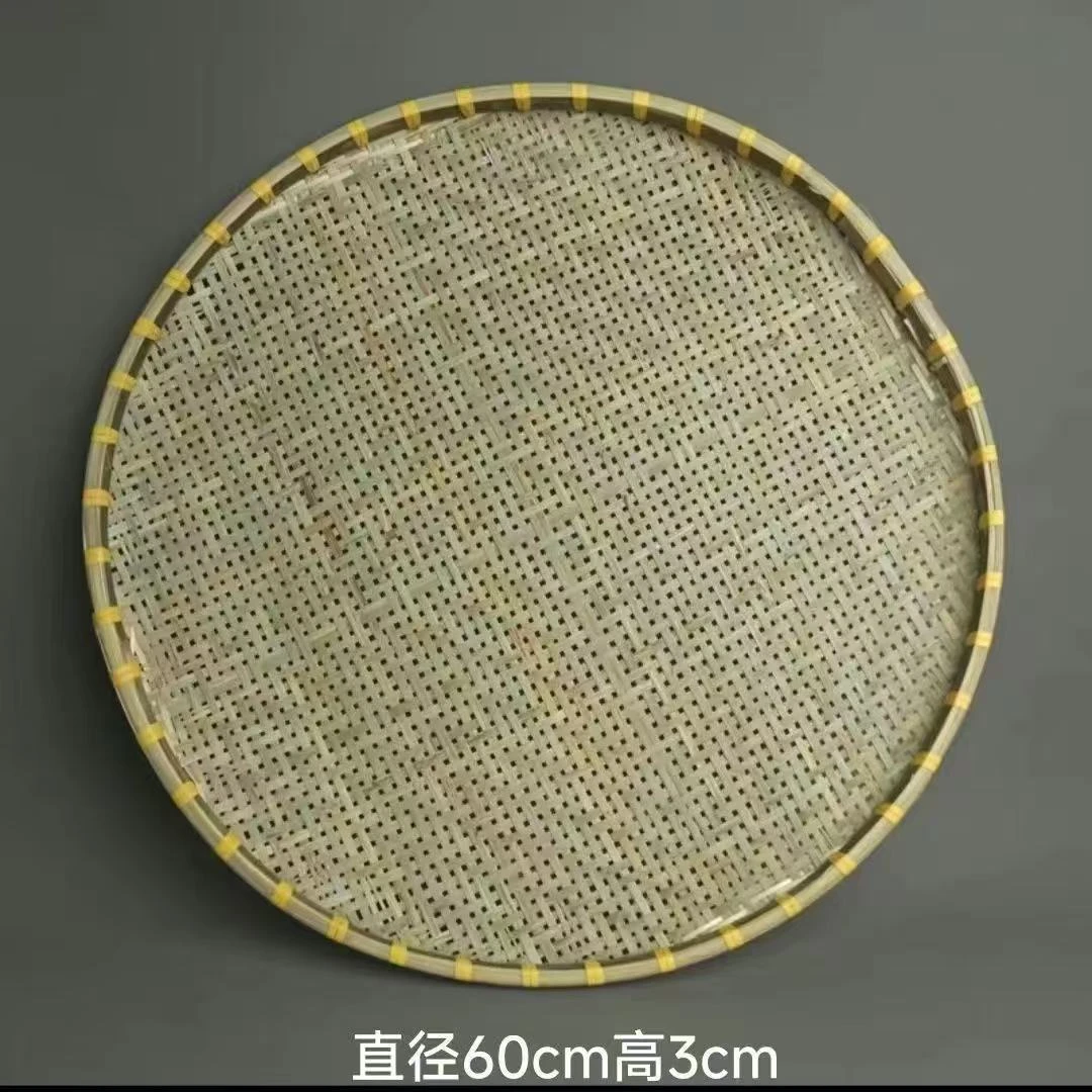 【桂花村】60cm老式全竹青有孔圆形竹编簸箕家用收纳晾晒编制品